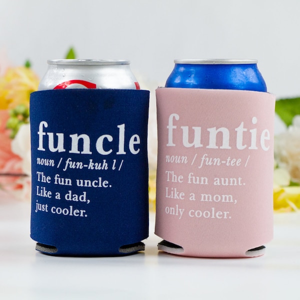 Funtie Can Coolers, Funcle Can Coolers, Can Coolers for Auntie, Aunt Can Coolies, Uncle Can Coolies, Gift for Aunts, Gift for Uncles, Coolie