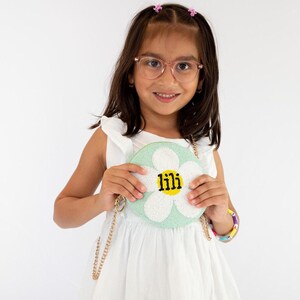 Pochette fleurie pour enfant, Pochette prénom personnalisée pour enfant, Porte-monnaie personnalisé pour fille, Sac à main personnalisé pour enfant, Porte-monnaie à monogramme pour fille, Porte-monnaie pour enfant