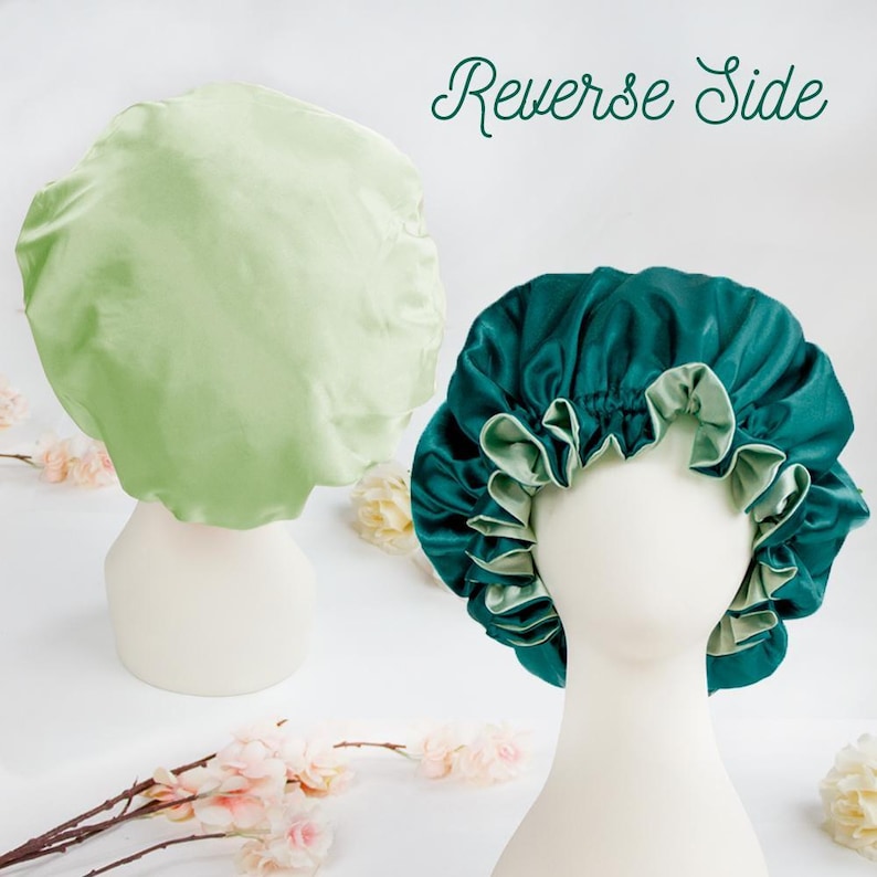 Reversible Satin Bonnet for Women, Double Layer Sleep Cap, Curly Hair Bonnet, Silky Night Cap for Natural Hair, Soft Hair Wrap Frizz Control image 9