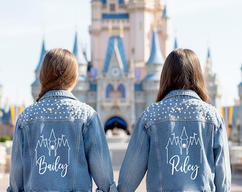 Blue Pearl Kid's Denim Jacket, Theme Park Denim Jacket for Kids, Personalized Kids Denim Jacket Git, Theme Park Design Kids Jean Jacket Gift