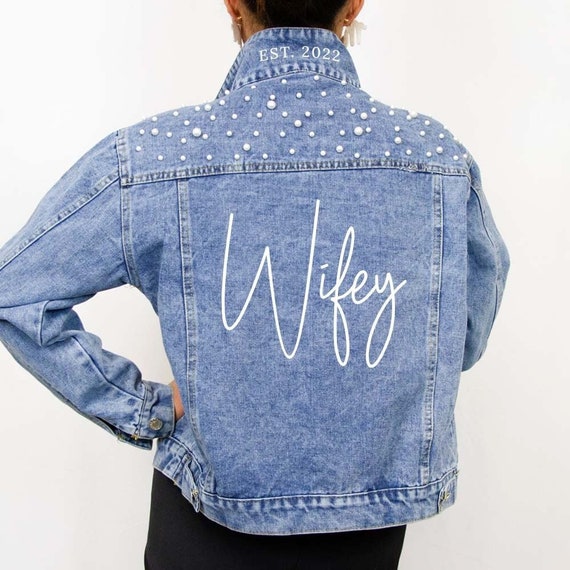 Blue Wife Denim Jacket Wife Jean Jacket Custom Wife Jacket - Etsy