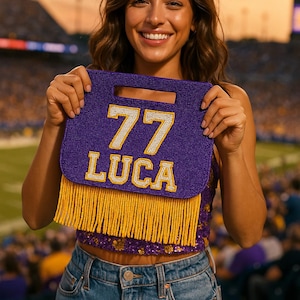 Basketball Game Day Purse, Game Day Clutch Bags, Personalized Beaded Fringe Game Day Bags, Personalized Basketball Purse, Beaded Sports Bags