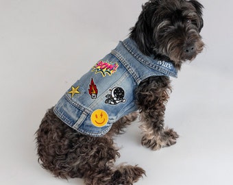 Dog Denim Jacket, Custom Dog Denim Vest, Personalized Dog Jean Jacket, Small Dog Custom Denim Vest, Custom Denim Vests for Dogs, Dog Jackets