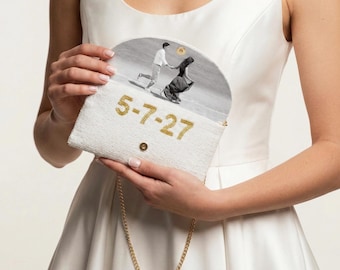Half Moon Clutch Bag, Bride Wedding Purse, Bridal Clutch Purse Gifts, Seed Bead Clutch Bag, Bride Beaded Clutch, Bride Custom Clutch - HFU