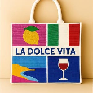 Lemon Tote, La Dolce Vita Bag, Floral Tote, Summer Handbag, Beaded Lemon Tote, Floral Handbag, Italian Bag, Handmade Tote, Tote Gift for Her Italy Inspired