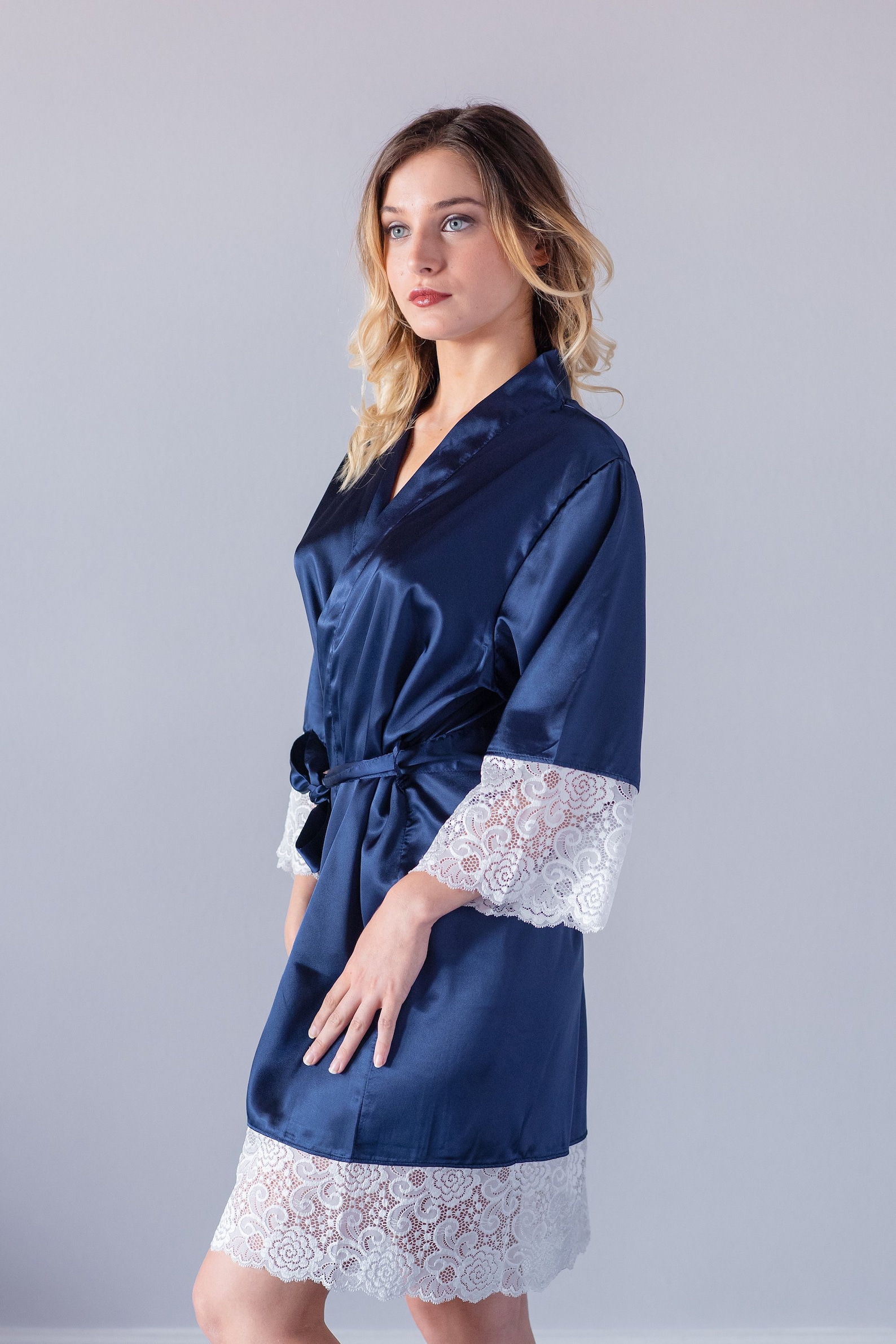 Navy Lace Robe Bride Robe Bridesmaid Robes Bridesmaid Etsy