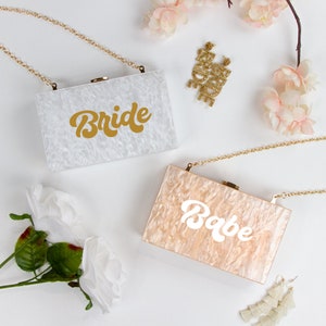 Marbled Acrylic Box Clutch Gifts, Personalized Clutch Bags, Bachelorette Clutch Purse, Custom Mrs. Last Name Clutch Bag, Wedding Clutch Bag