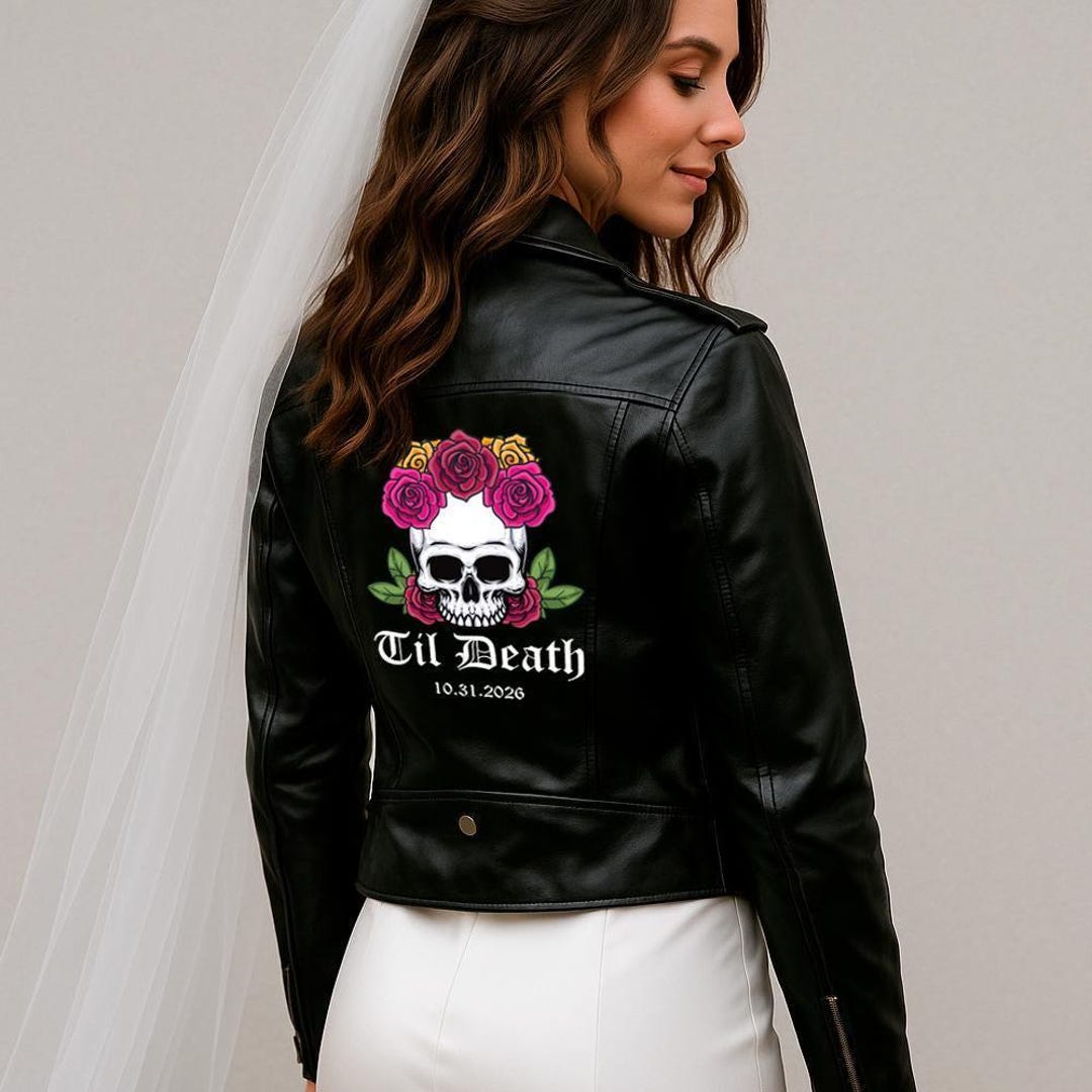 Til Death Faux Leather Jacket, Bridal Shower Leather Jacket Gift