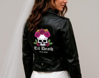 Bis zum Tod Kunstlederjacke, Brautdusche Lederjacke Geschenk, benutzerdefinierte Junggesellinnenparty Lederjacke, benutzerdefinierte Lederjacke für die Braut