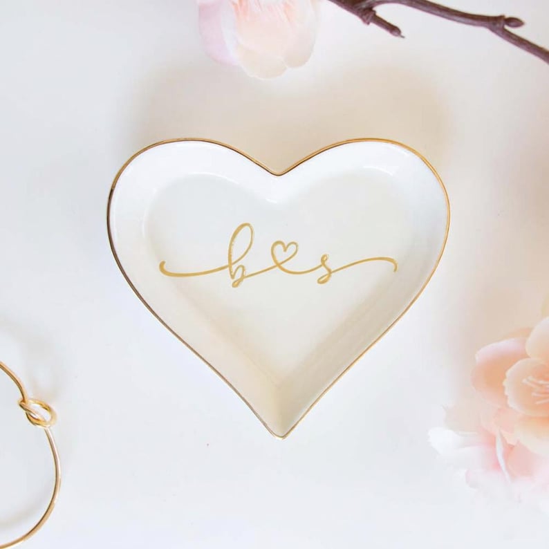 Personalized Photo Trinket Tray, Custom Photo Ring Dish, Bridesmaid Gift, Best Friend Gift, Maid of Honor Est Gift, Heart Jewelry Dish image 2