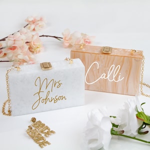 Personalized Acrylic Purse Custom Mrs. Last Name Clutch Custom