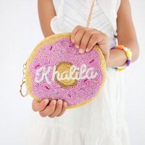 Donut Kids Clutch, Children Personalized Purse, Custom Kid Purse, Personalized Name Purse for Girls, Personalized Purse Gift for Little Girl