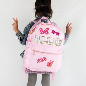 Sac à dos en nylon personnalisé pour enfants avec écussons cousus, Sacs à dos avec lettre, Sac à dos enfant personnalisé avec écussons, Sac à dos avec écussons cousus, Sac à dos pour enfant, Cartables