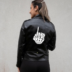 Black Skeletal Ring Finger Leather Jacket, Engaged Leather Jacket, Engagement Ring Leather Jacket, Bachelorette Party Bridal Leather Jackets