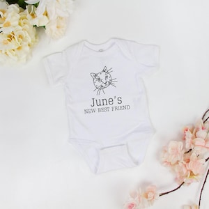 New Best Friend Onsie, Custom Onsies, Custom Infant Bodysuit, Personalize Onsies, Baby Shower Gift, New Baby Announcement, Pet Name Onsies