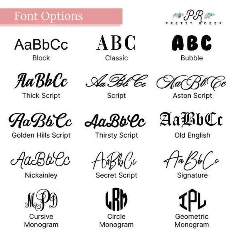 the font options for font styles