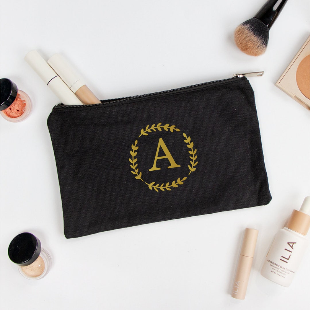 Custom Monogram Make up Bag Initial Makeup Bag Personalized Etsy