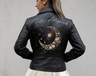 Fate Aligned Bachelorette Party Leather Jacket, Wedding Genuine Leather Jacket, Bridal Leather Jacket Gifts, Customized Bride Leather Jacket