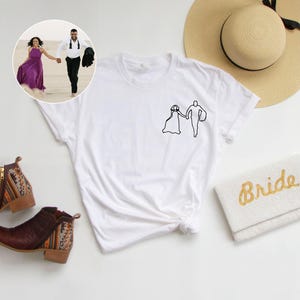 Personalized Couple T-Shirt, Couple Line Art Tees, Personalized Image Trace Tees, Custom Couple T-Shirt Gift, Personalized Couple Tee Gifts image 8