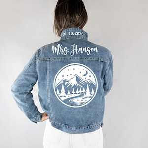 Bridal Jean Jacket, Bachelorette Party Bridal Denim Jacket, Custom Jean Jacket Gift for Brides, Personalized Bridal Denim Jacket, Mrs Jacket