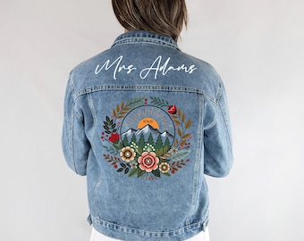 Custom Last Name Denim Jacket, Wedding Jean Jacket, Bridal Wedding Jacket Gifts, Personalized Bachelorette Party Denim Jackets, Jean Jackets