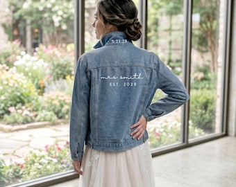 Bridal Jacket, Customized Jean Jacket, Bachelorette Party Denim Jacket, Personalized Denim Jacket for Brides, Custom Denim Jacket for Brides