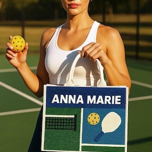 Sac de pickleball personnalisé, Sac fourre-tout à monogramme personnalisé, Organiseur de matériel de pickleball, Sac de pickleball, Porte-monnaie surdimensionné avec nom personnalisé, Cabas personnalisés image 3