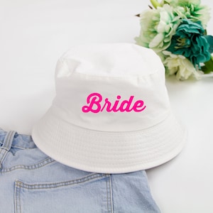 Personalized Bride Hat, Custom Bride Hat, Bride Bucket Hat, Bridesmaid Bucket Hat, Bachelorette Party Bucket Hat, Wedding Party Bucket Hats
