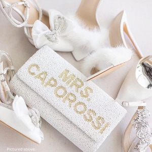 NEW! Custom Bride Purse, Personalized Bride Clutch, Customized Bridal Purses, Bride Bag for Wedding Day, Personalized Purse for Brides - FOG