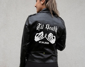 Personalisierte Junggesellinnenparty Kunstlederjacke, benutzerdefinierte Lederjacke für Braut, Brautparty Lederjacke Geschenk, bis zum Tod Jacke