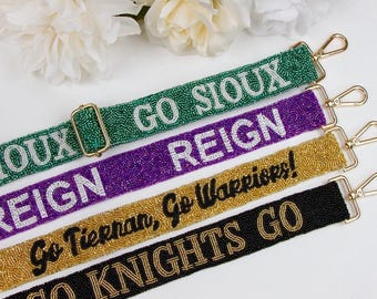 Game Day Purse Strap, Custom Game Day Beaded Strap Game Day Beaded Bag Strap Football Beaded Bag Strap Custom Purse Strap School Spirit Gift