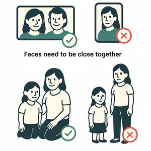 guidelines for a photo, including instructions on how to pose for the picture and what types of poses are allowed.