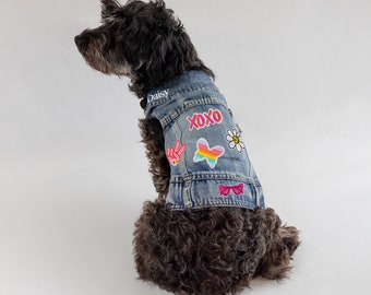 Dog Jean Jacket, Personalized Jean Jackets for Small Dogs, Custom Denim Vests for Mini Dogs, Blue Mini Dog Vest, Denim Jean Vest for Dogs