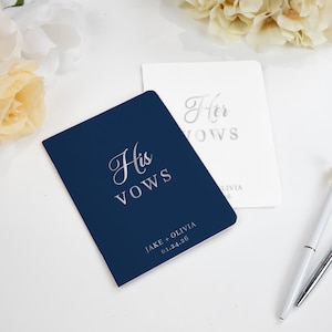 Custom Wedding Vow Books, Custom Foiled Vow Books, Wedding Vow Books Set of 2, Personalized Wedding Him & Her Vow Booklets, Custom Vow Books