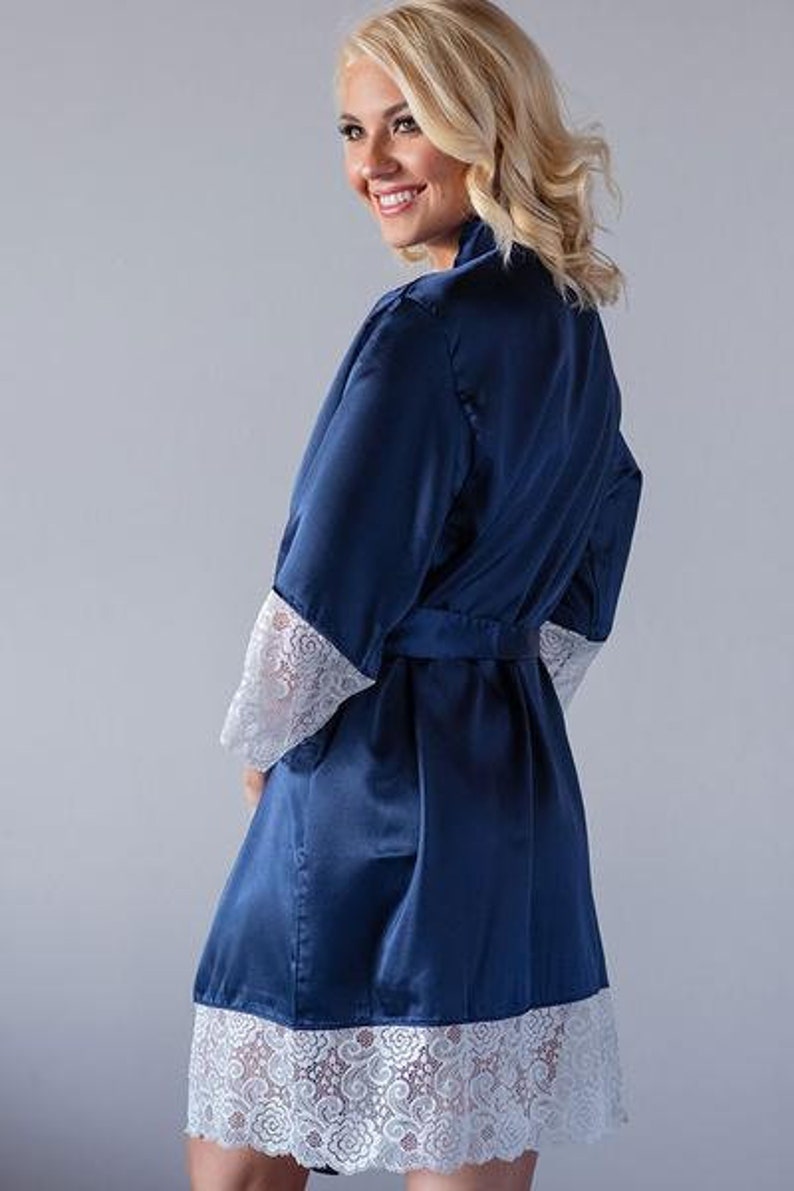 Navy Lace Robe Bride Robe Bridesmaid Robes Bridesmaid Etsy