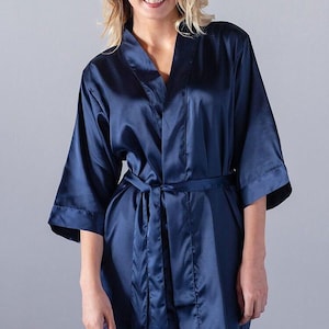 Navy Blue Bridesmaid Robes | Personalized Satin Robes | Custom Satin Robes | Satin Wedding Robes | Satin Bridal Robes | Wedding Satin Robe