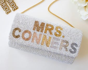 Beaded Bag, Bride Purse, Bridal Clutch, Bridal Purses, Custom Bag, Bride Bag, Mrs Purse, Bride Clutch, Beaded Bags, Custom Bridal Bags (FOG)