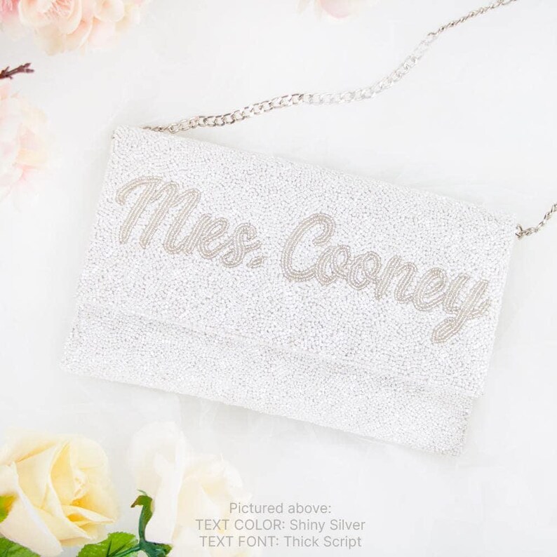 Personalized Bride Purse, Custom Bachelorette Bag, Customized Bride Clutch, Beaded Wedding Bag, Bridal Shower Purse, Custom Bride Bag - LHFC image 7