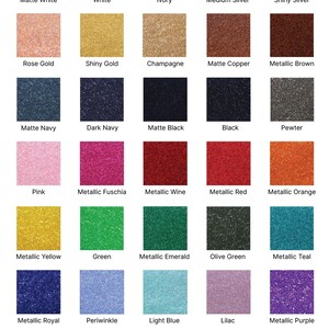 the color chart for the bead color options