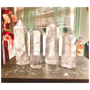 Clear Quartz Crystal Towers, Clear Quartz Tower | Polished Quartz Point | Crystal Healing | Clear Quartz Generator | Natural Quartz