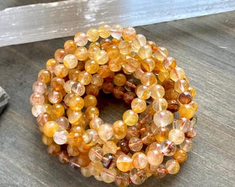 Golden Healer Quartz Beaded Bracelet: Solar Plexus Chakra Stone