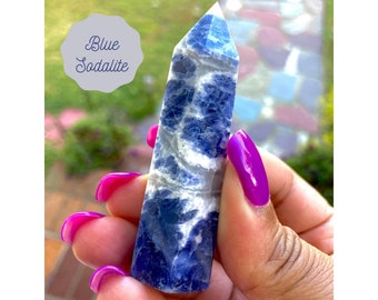 Blue Sodalite, Crystal Tower, Sodalite Crystal Point, Sodalite Wand, Sodalite Tower, Blue Sodalite Stone