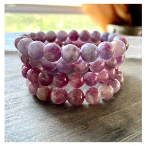 Unicorn Stone Beaded Bracelet: Pink Tourmaline & Lepidolite