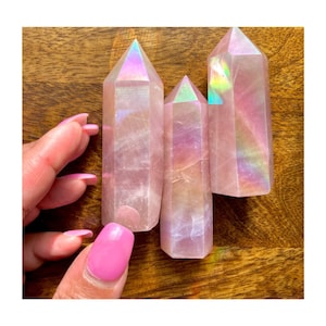 Rose Aura Quartz Crystal Towers - Aura Crystals - Pink Aura Crystal Points - Pink Aura - Pink Quartz Aura - Pink Quartz