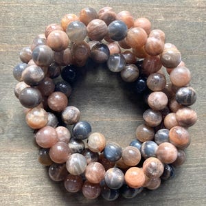 Black Moonstone Beaded Bracelets, Stretchy Bracelet, Black Moonstone Bracelet, Hekate Jewelry, Spiritual Protection Gift