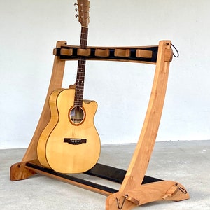 Quilpo Guitar Rack – Handmade in Solid Wood and leather – Artisan Furniture from Argentina