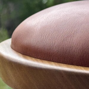 Swivel stool (Backless) Handcrafted Midcentury Modern Design in Hardwood and Steel image 12