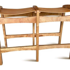 No U.S. tariffs!  Quilpo Double Barstool – Handmade in Solid Wood & Leather, Backless Stool – Artisan Seating from Argentina