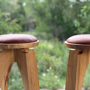 Swivel stool (Backless) Handcrafted Midcentury Modern Design in Hardwood and Steel image 8