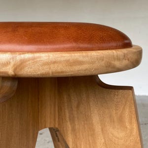 Swivel stool (Backless) Handcrafted Midcentury Modern Design in Hardwood and Steel image 2